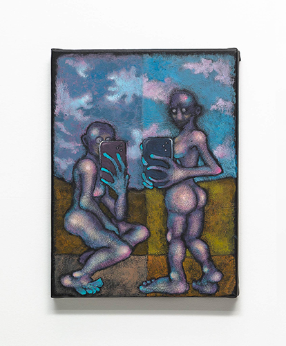 La vanidad, 2024. Acrilico y oleo sobre cuerina - 40 x 30 cm